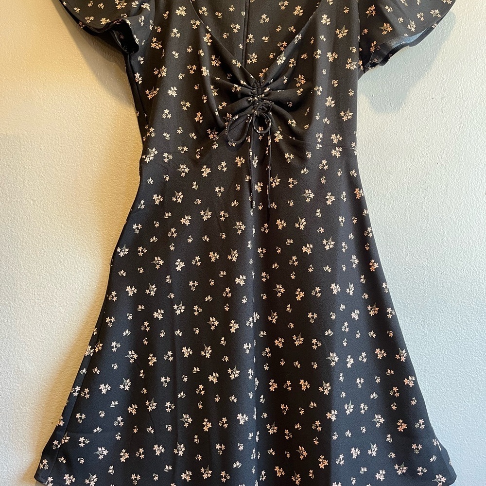 Levi's Black Floral Dress with Puff Sleeves